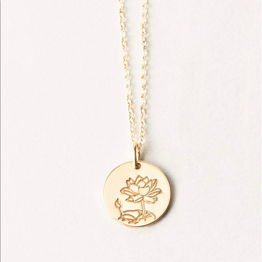 Lotus July Birth Flower Plant Gift Charm Necklace - Picture 4 of 16